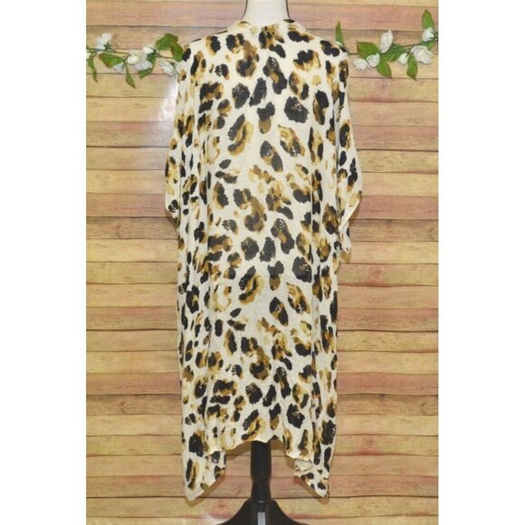 Marcus Adler Long Cheetah Print Boho Kimono Cardigan Cover Up Womens One Size - Picture 9 of 12